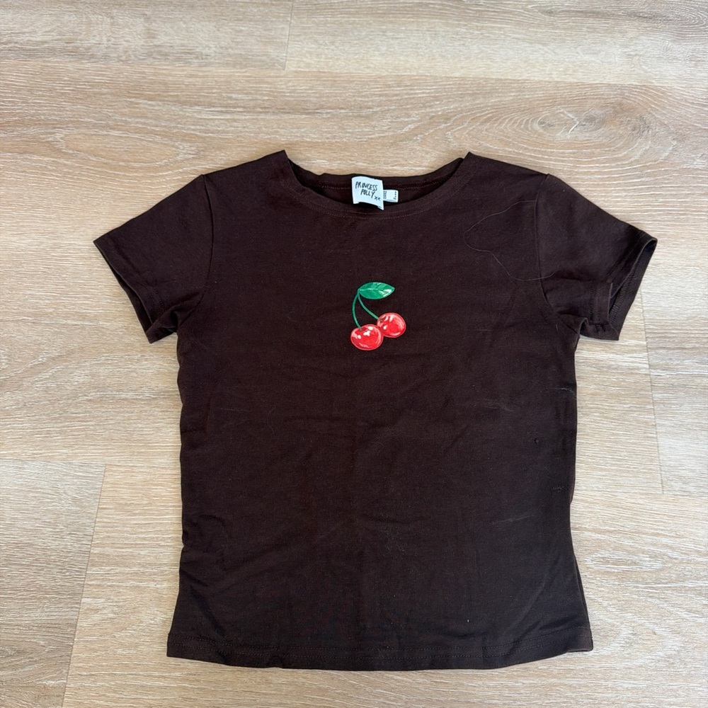 Princess Polly Cherry Embroidered Brown